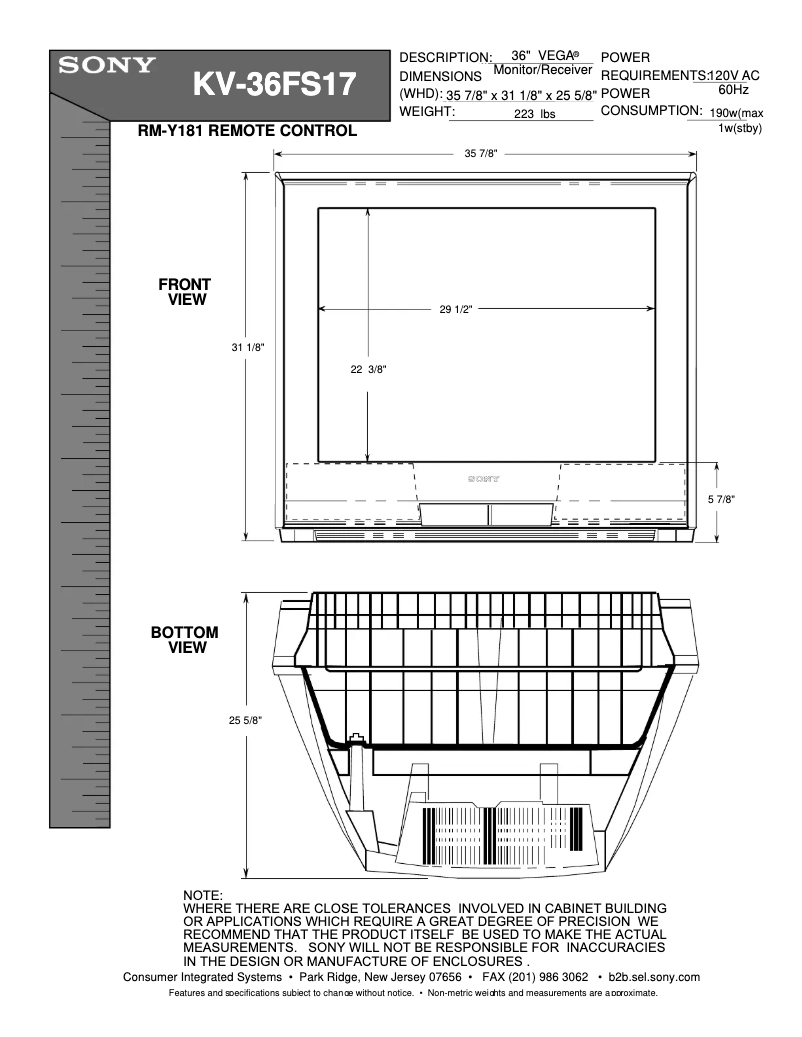 Image de la première page du manuel de l'appareil KV-36FS17