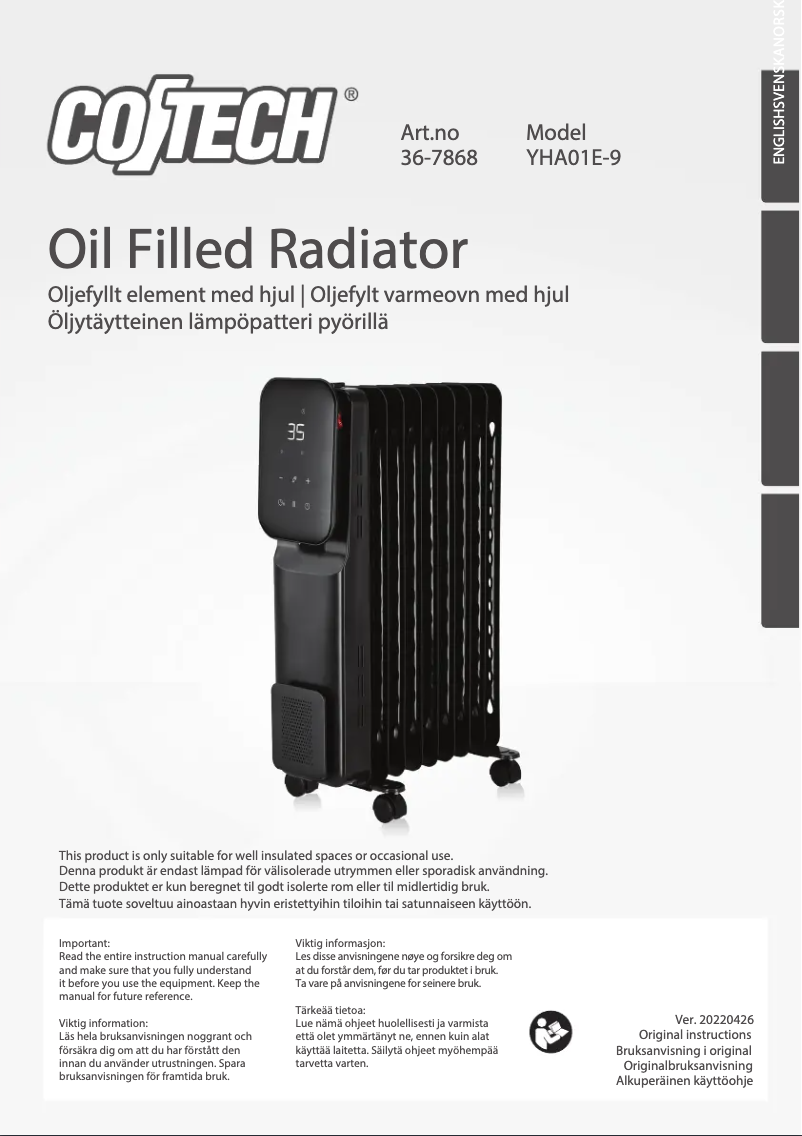 Page 1 de la notice Manuel utilisateur Cotech YHA01E-9