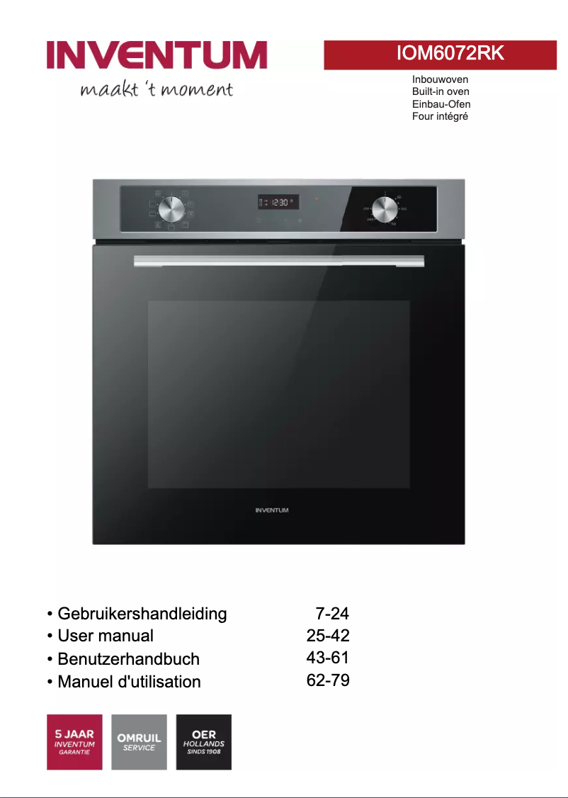 Page 1 de la notice Manuel utilisateur Inventum IOM6072RK