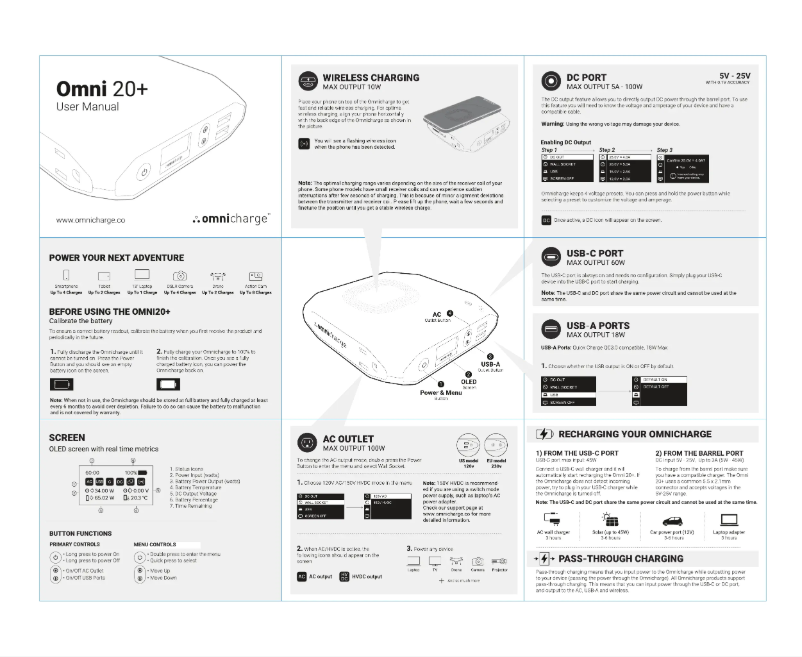 Page 1 de la notice Manuel utilisateur Omnicharge Omni 20+