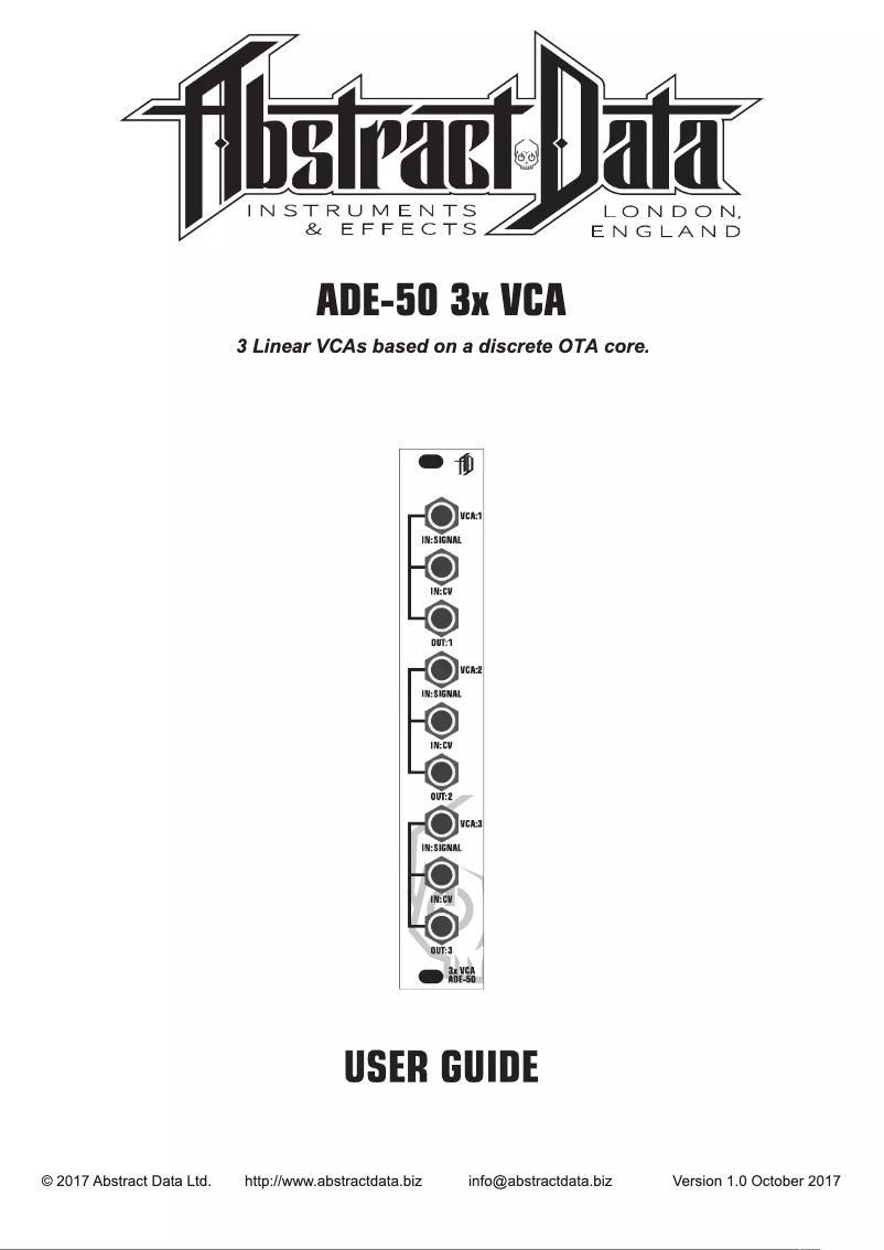 Page n°1 - Manuel utilisateur Abstract Data ADE-50 3x VCA