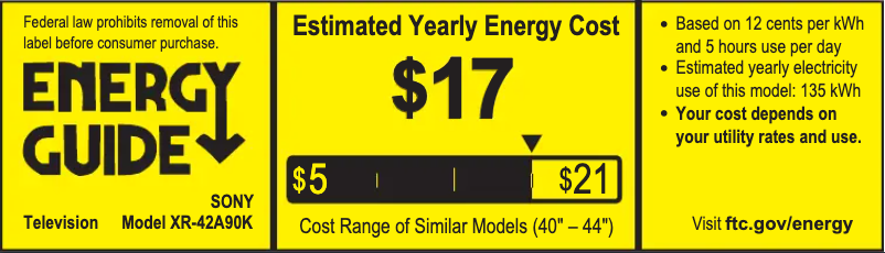Página 1 del manual Etiqueta energética Sony XR-42A90K