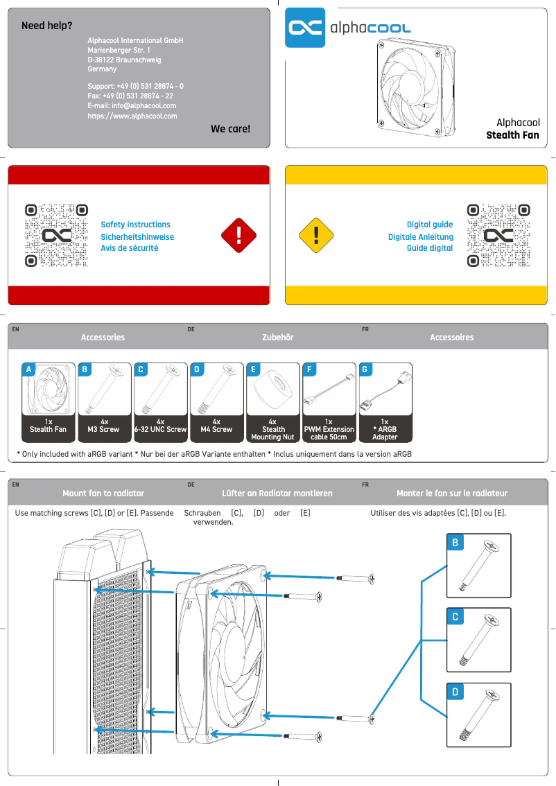Page 1 de la notice Manuel utilisateur Alphacool Stealth