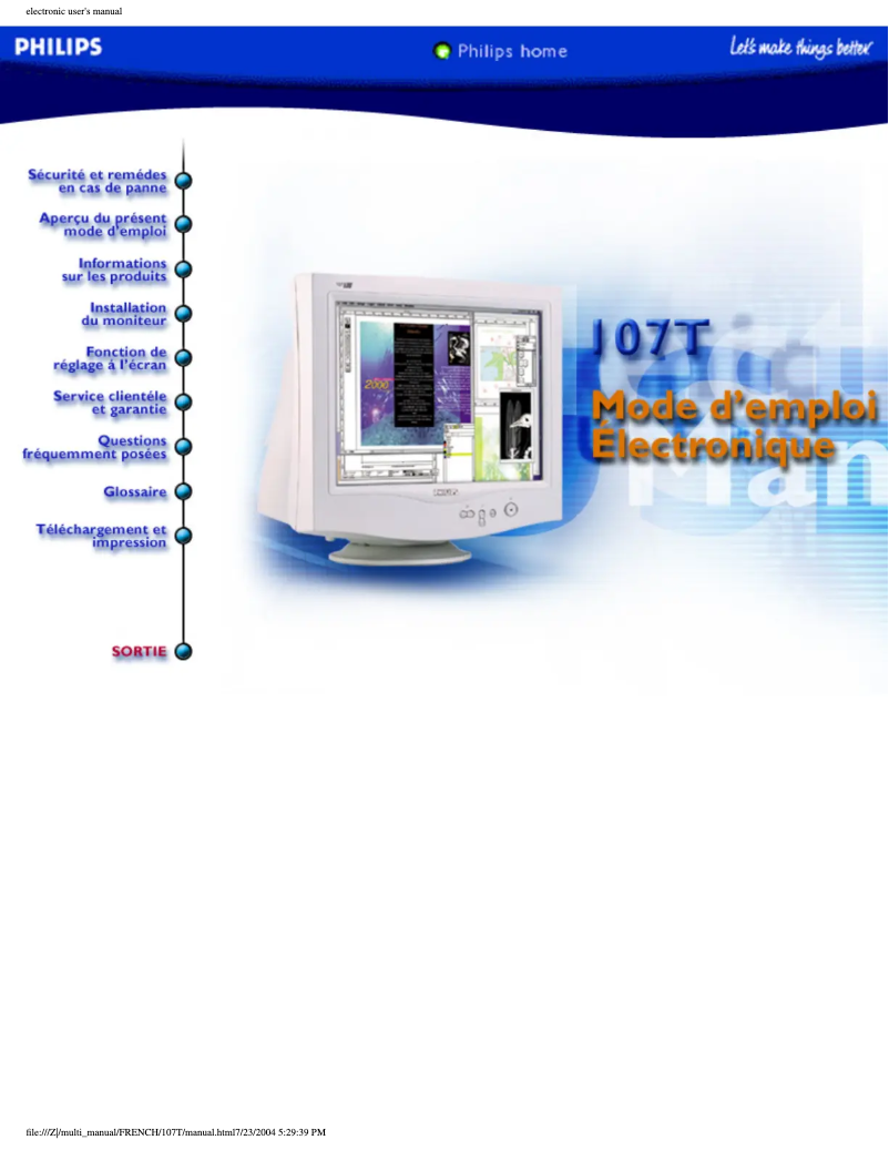 Page n°1 - Manuel utilisateur Philips 107T21