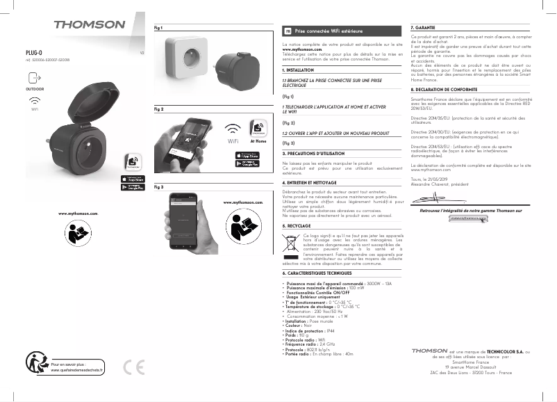 Page n°1 - Manuel utilisateur Thomson PLUG-0 520006
