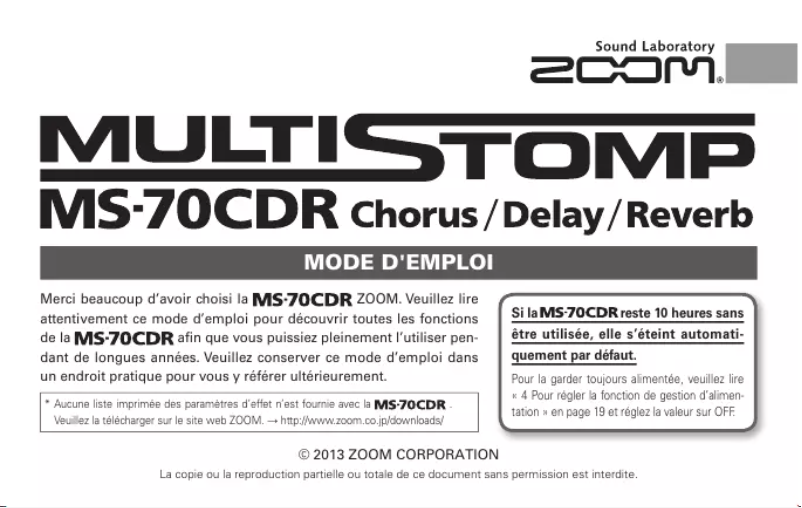 Image de la première page du manuel de l'appareil MS-70CDR