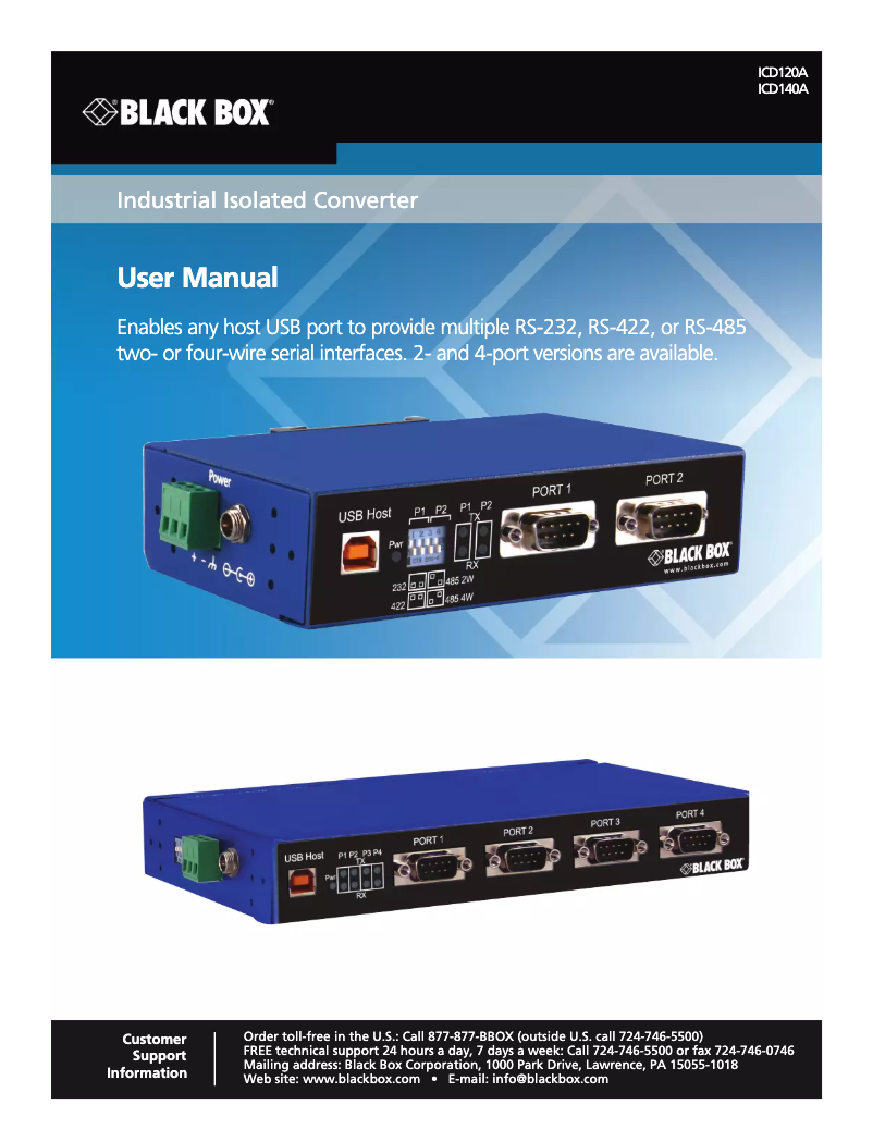 Page n°1 - Manuel utilisateur Black Box ICD120A