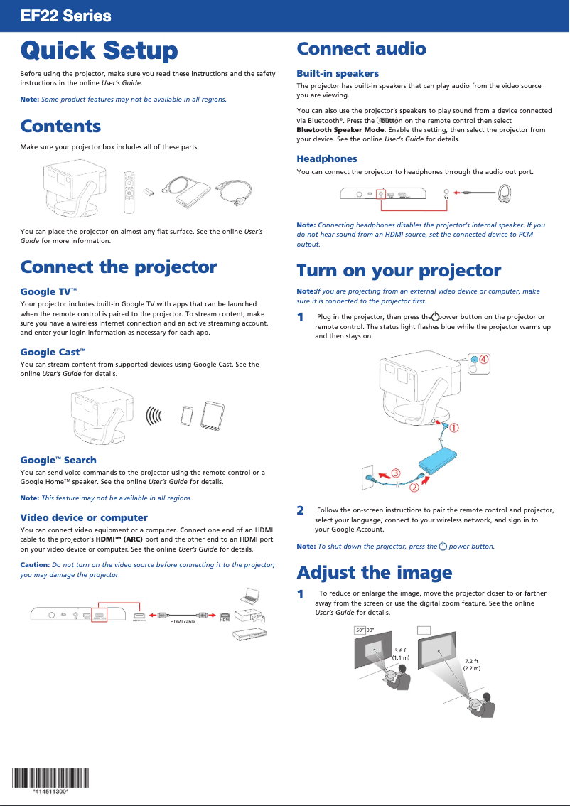 Page 1 de la notice Manuel utilisateur Epson EF22G