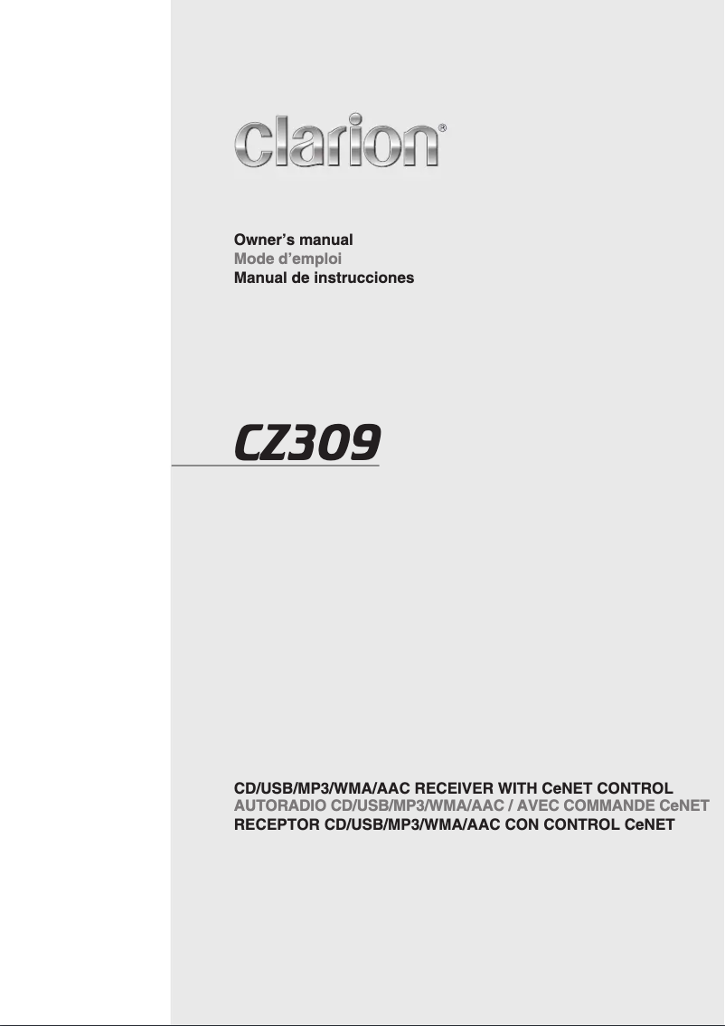Page n°1 - Manuel utilisateur Clarion CZ309