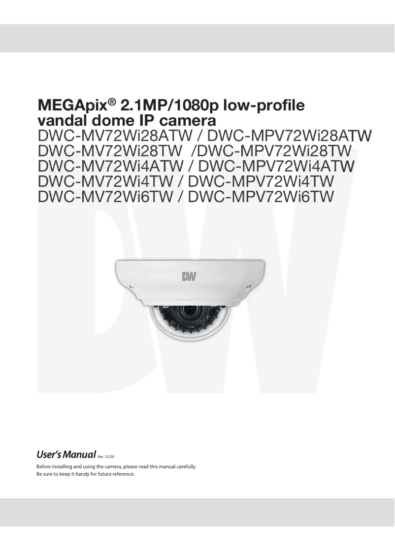 Page n°1 - Manuel utilisateur Digital Watchdog MegaPix DWC-MV72WI4ATW