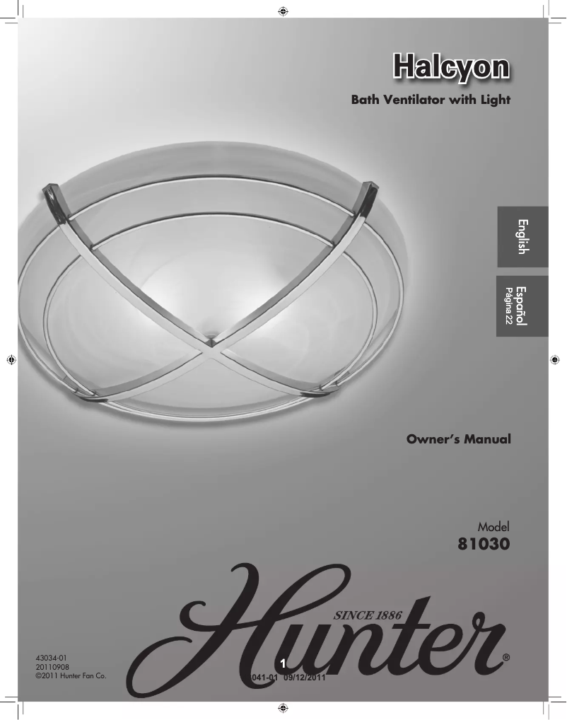 Página 1 del manual Manual de usuario Hunter Halcyon 81030