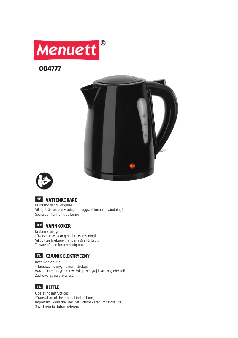 Page n°1 - Manuel utilisateur Menuett 004-777