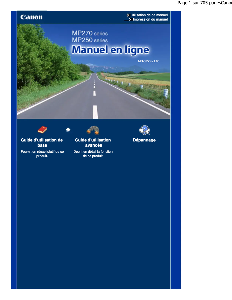 Page 1 de la notice Manuel utilisateur Canon Pixma MP270