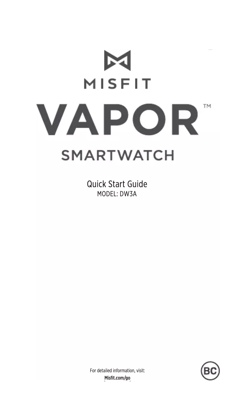 Page n°1 - Manuel utilisateur Misfit Vapor MIS7001