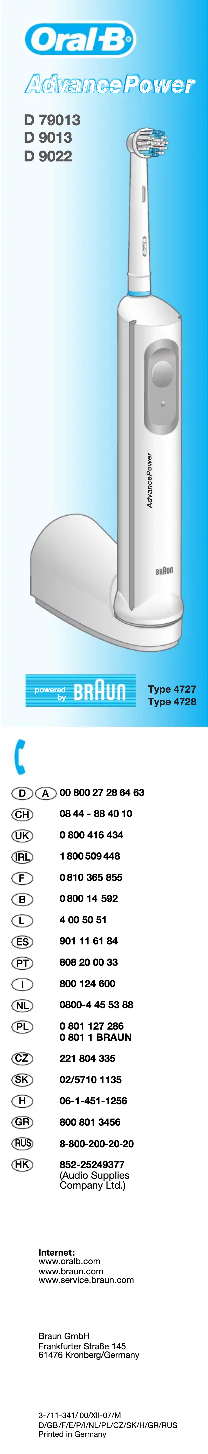 Page n°1 - Manuel utilisateur Oral-B AdvancePower D 79013