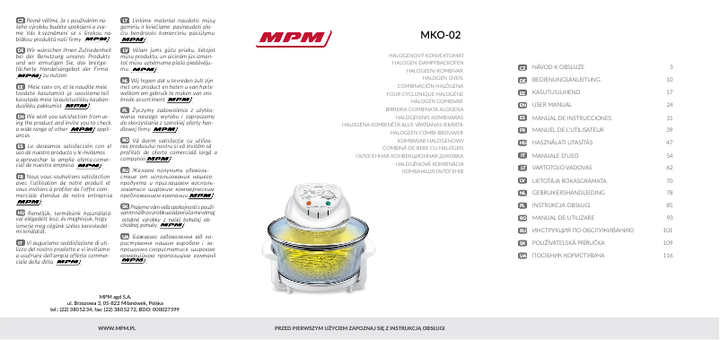 Page 1 de la notice Manuel utilisateur MPM MKO-02