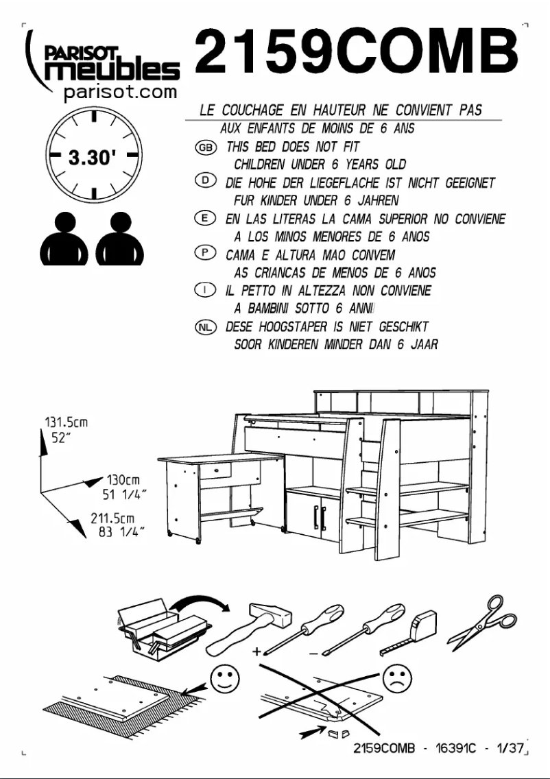 Page 1 de la notice Manuel utilisateur Parisot Swan 2159COMB