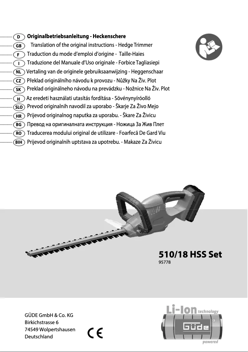 Page n°1 - Manuel utilisateur Güde 510/18 HSS SET