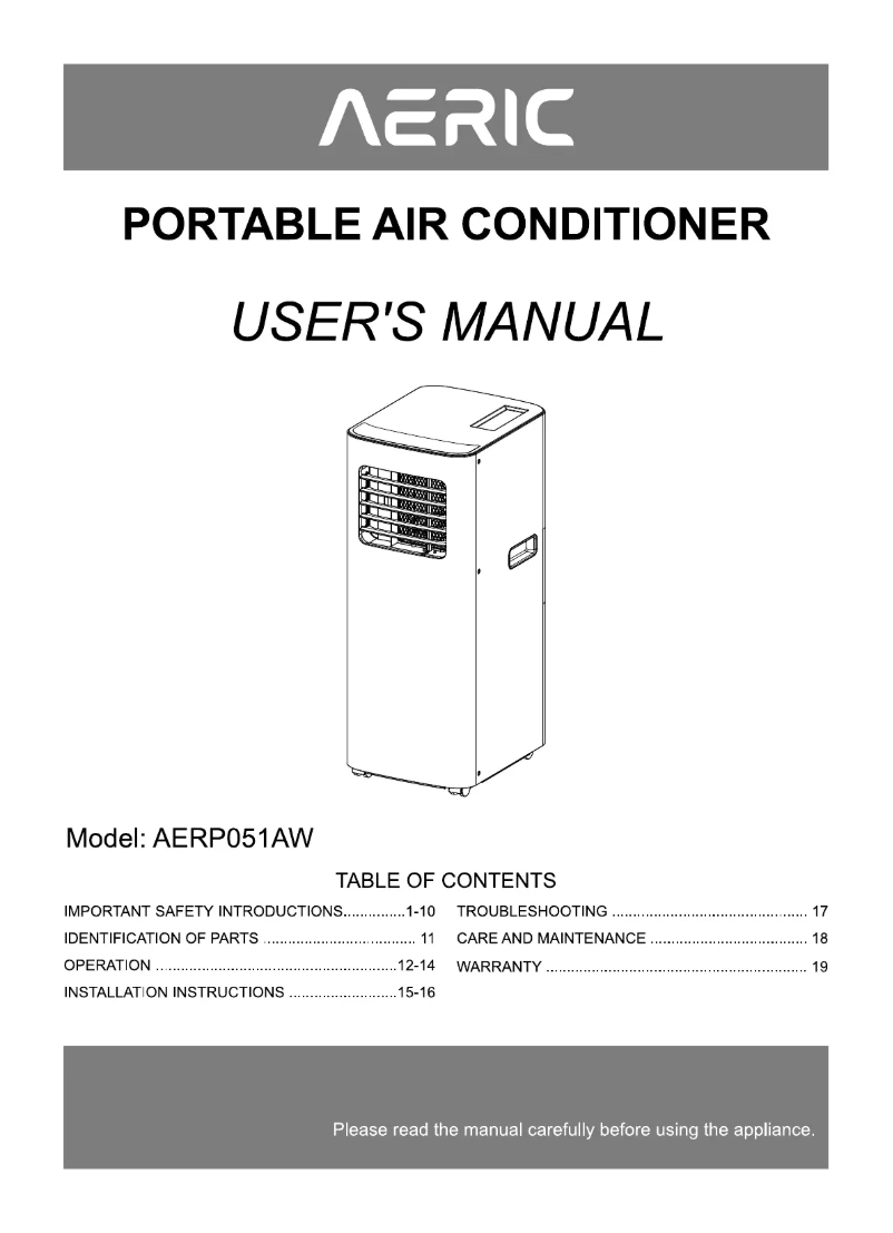 Page 1 de la notice Manuel utilisateur Aeric AERP051AW