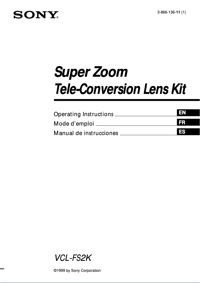 Page n°1 - Manuel utilisateur Sony VCL-FS2K