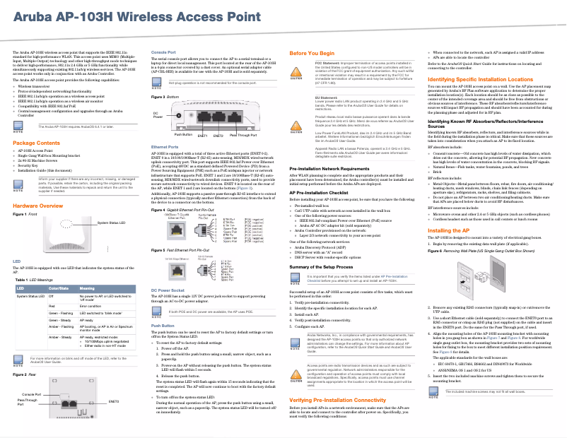 Page n°1 - Manuel utilisateur Aruba AP-103H