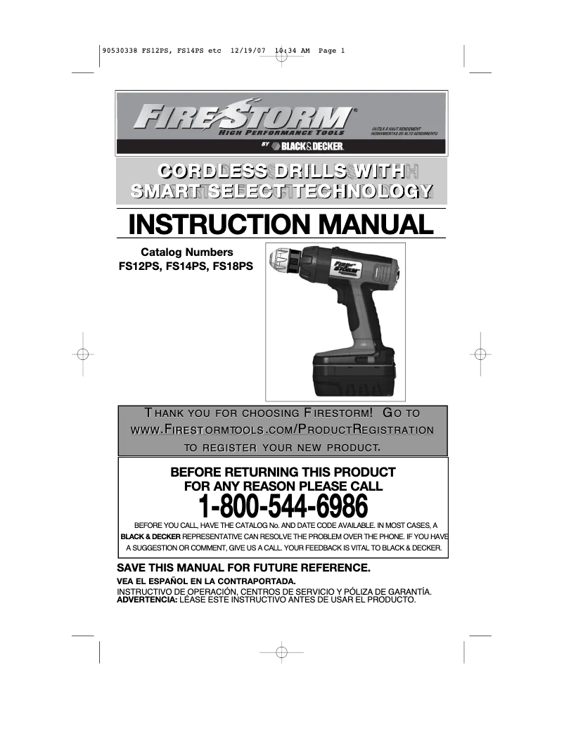 Page n°1 - Manuel utilisateur Black & Decker FS14PS