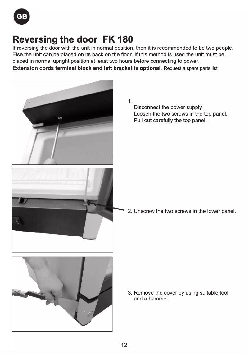 Page 1 de la notice Instructions / montage Cylinda FK 180