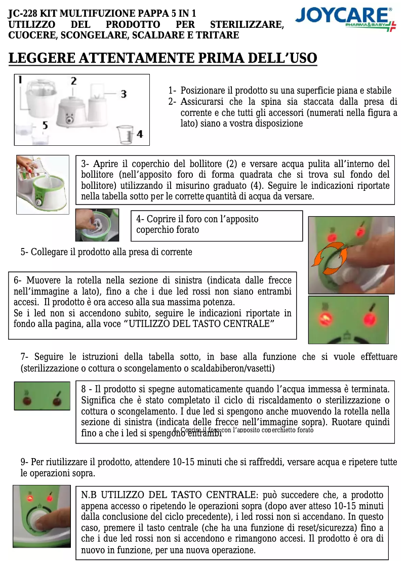 Page 1 de la notice Manuel utilisateur Joycare JC-228