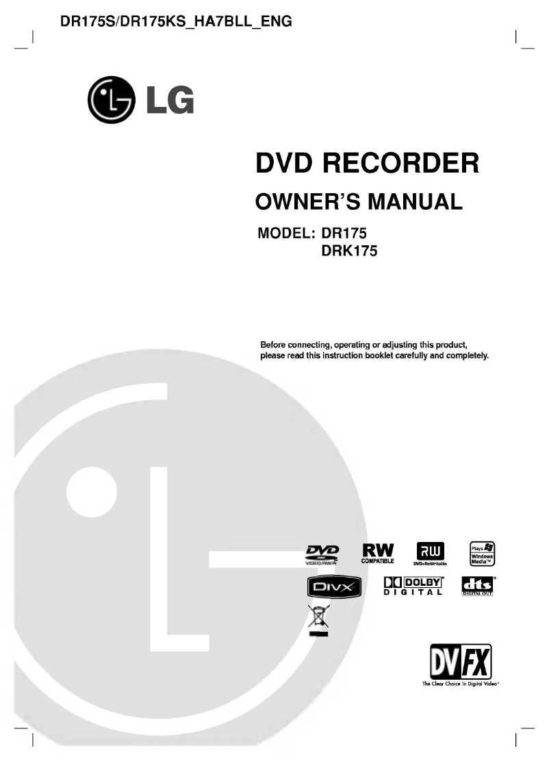 First page image of the manual for DRK175