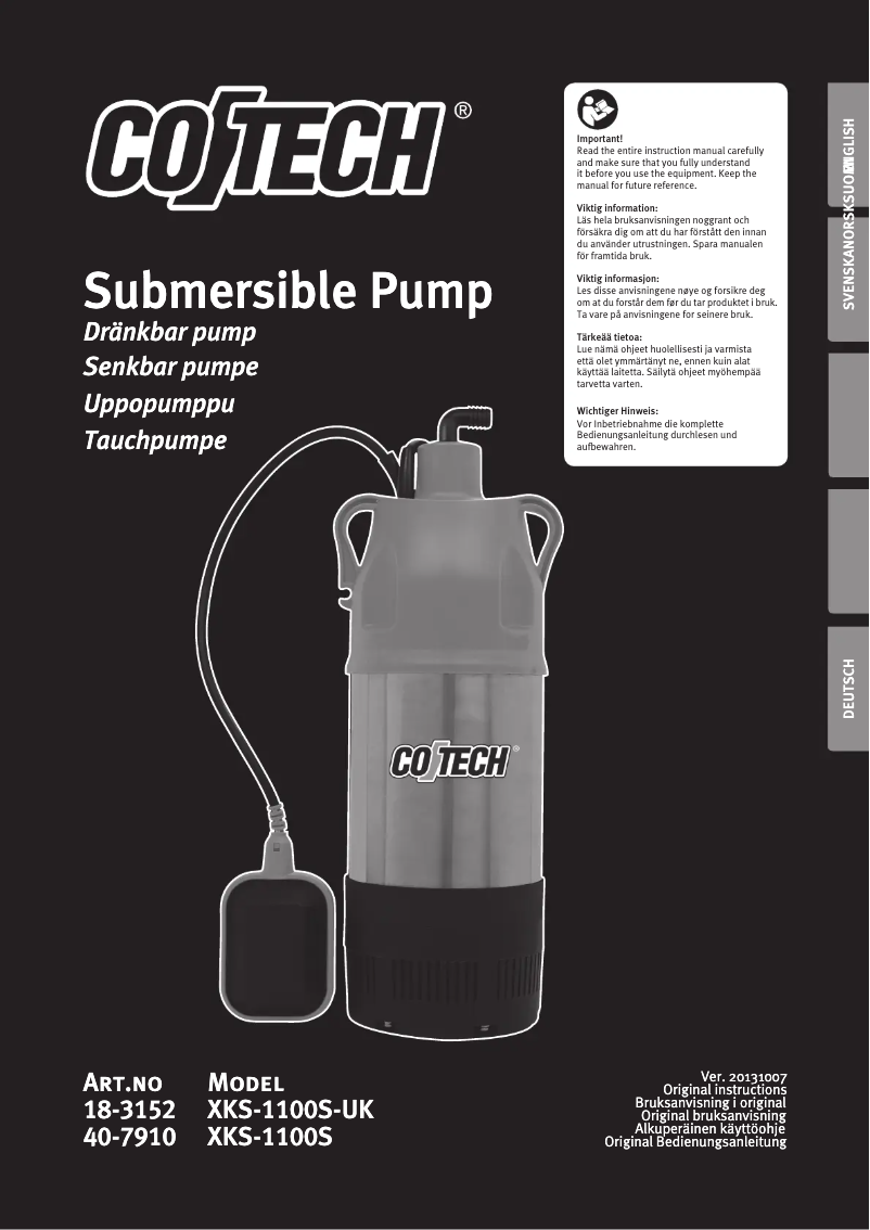 Page 1 de la notice Manuel utilisateur Cotech XKS-1100S