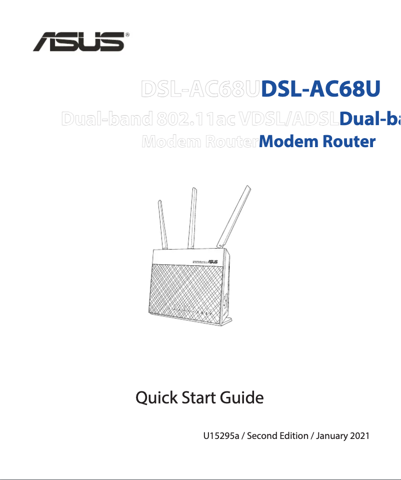 Page 1 de la notice Guide de démarrage rapide Asus DSL-AC68U