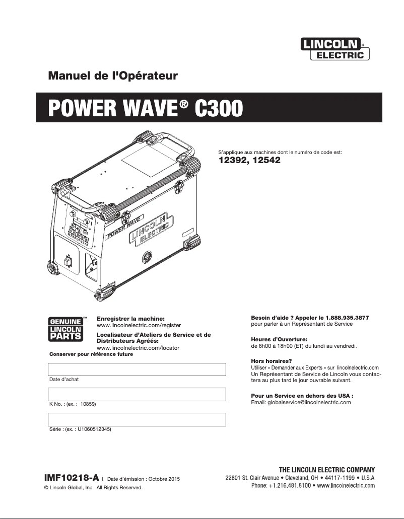 Image de la première page du manuel de l'appareil Power Wave C300