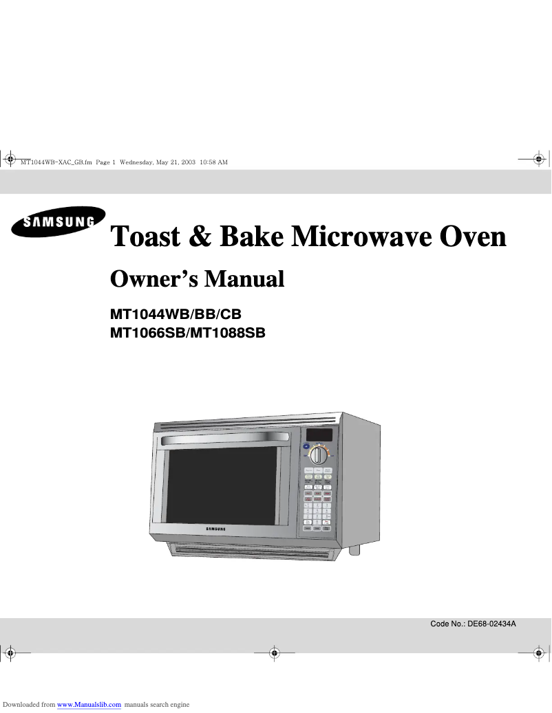 Page n°1 - Manuel utilisateur Samsung MT1044
