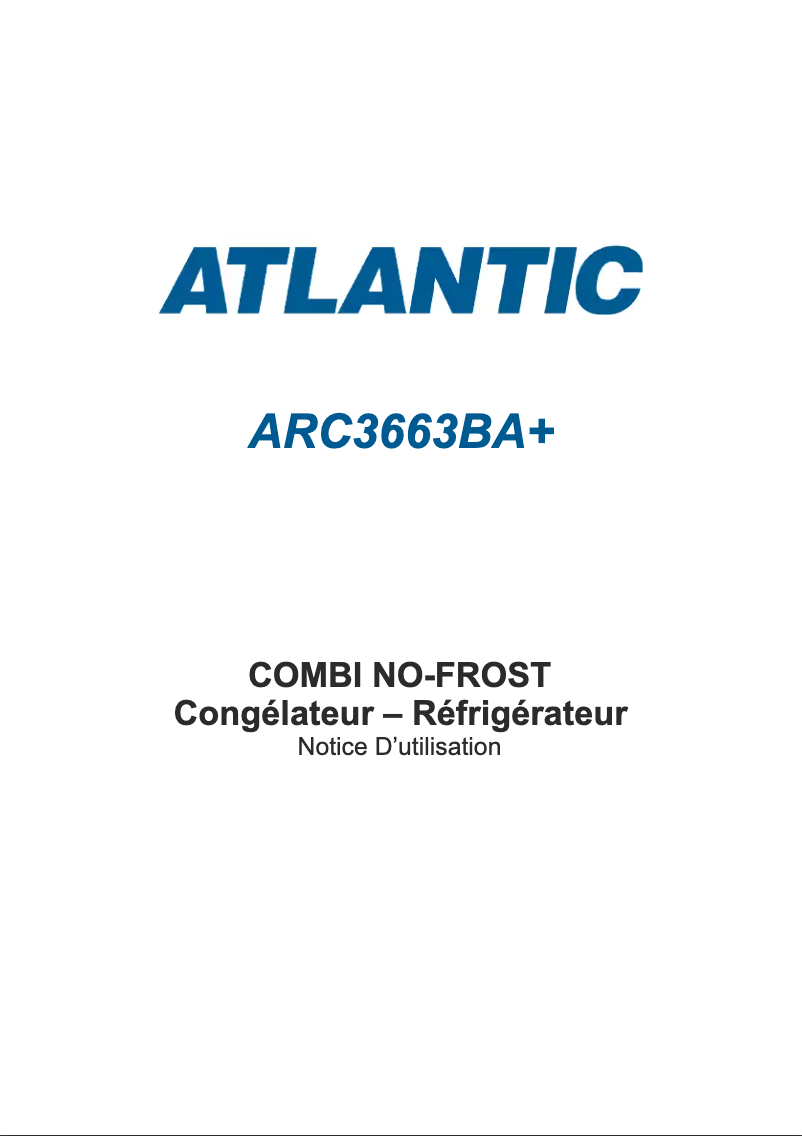 Page n°1 - Manuel utilisateur Atlantic ARC3663BA+