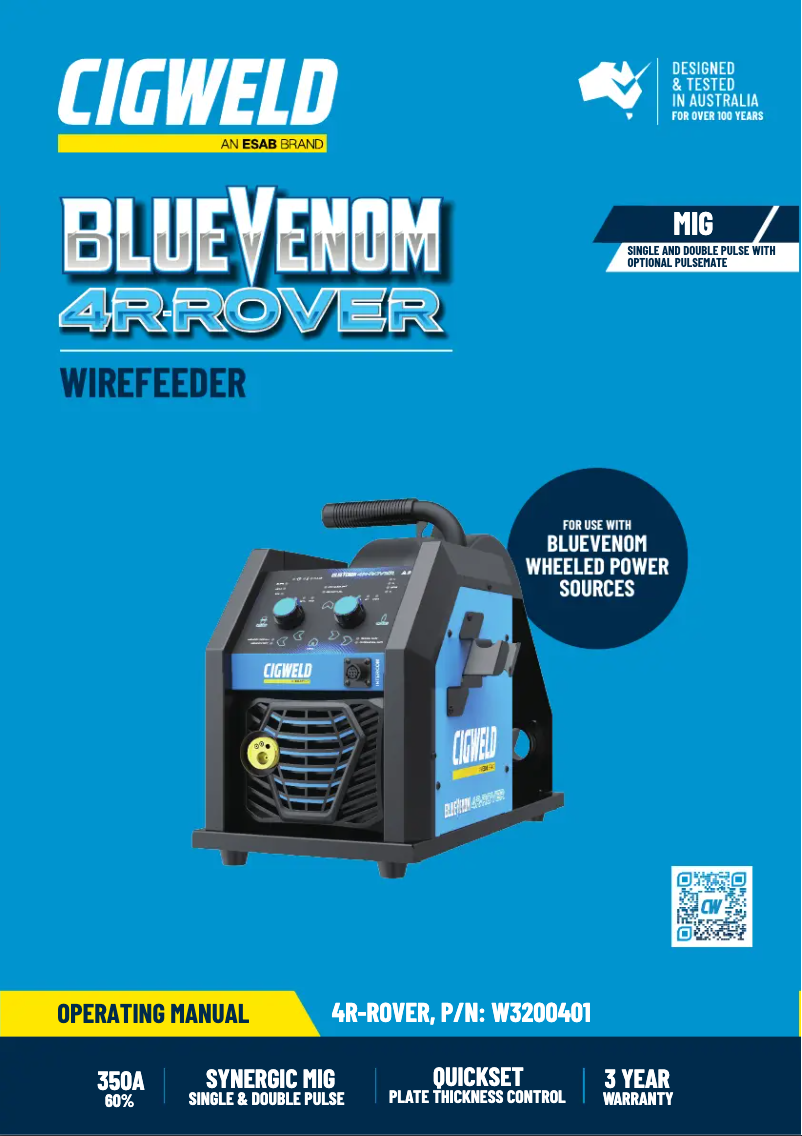 Page 1 de la notice Manuel utilisateur Cigweld BlueVenom 4R-Rover