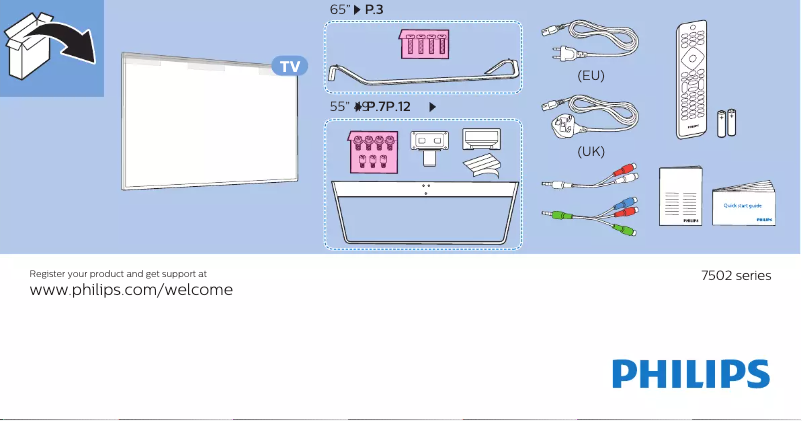 Page 1 de la notice Guide de démarrage rapide Philips 49PUS7502