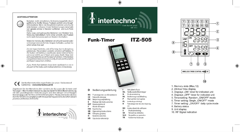 Page n°1 - Manuel utilisateur Intertechno ITZ-505