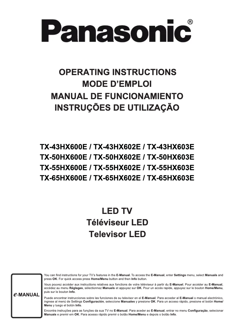 Page 1 de la notice Manuel utilisateur Panasonic TX-65HX602E