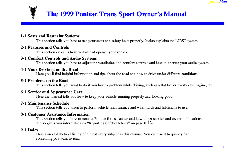 Image de la première page du manuel de l'appareil Sunfire (1999)