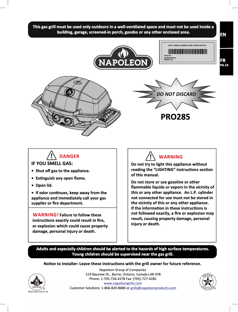Page n°1 - Manuel utilisateur Napoleon TravelQ Pro 285N