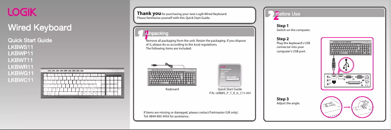 Page 1 de la notice Manuel utilisateur Logik LKBWP11
