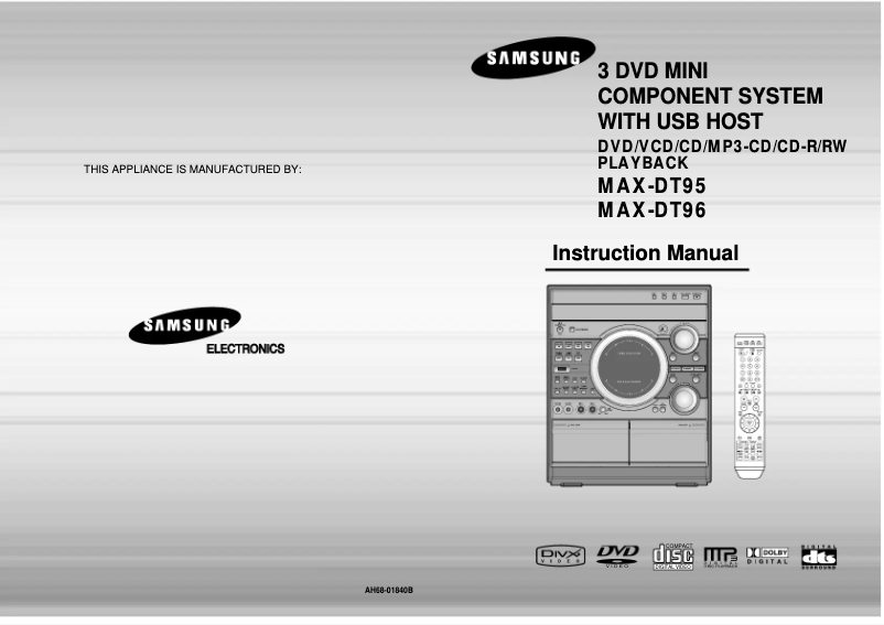Page 1 de la notice Manuel utilisateur Samsung MAX-DT95