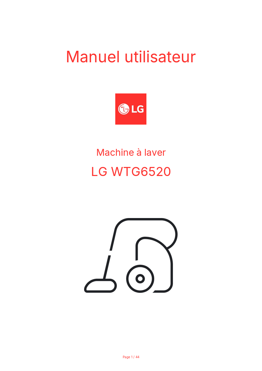 Page n°1 - Manuel utilisateur LG WTG6520