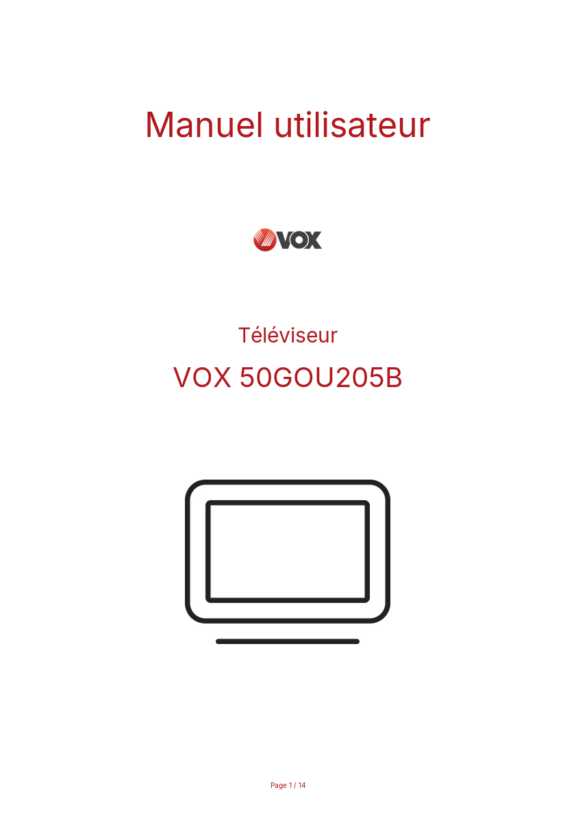 Page n°1 - Manuel utilisateur VOX 50GOU205B
