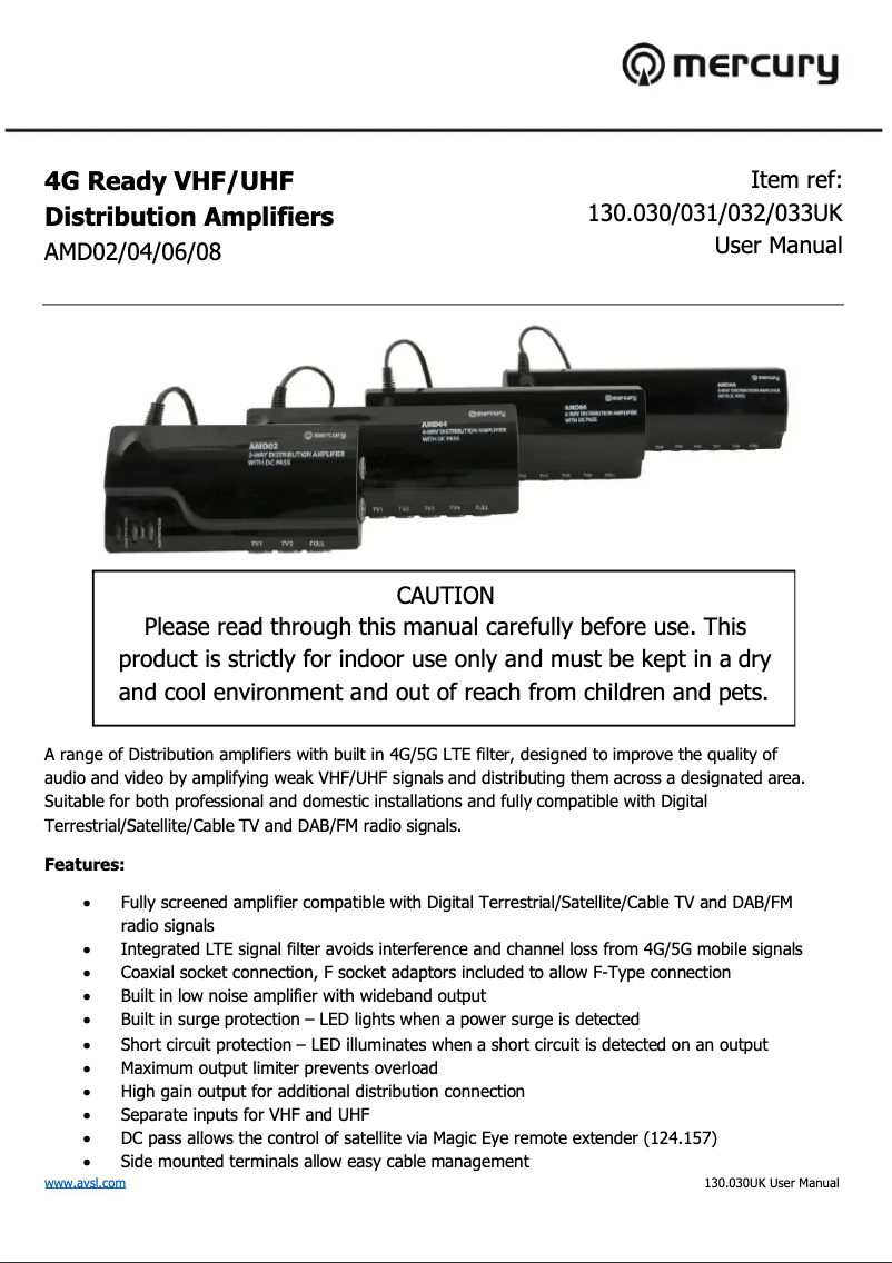 Page 1 de la notice Manuel utilisateur Mercury AMD02