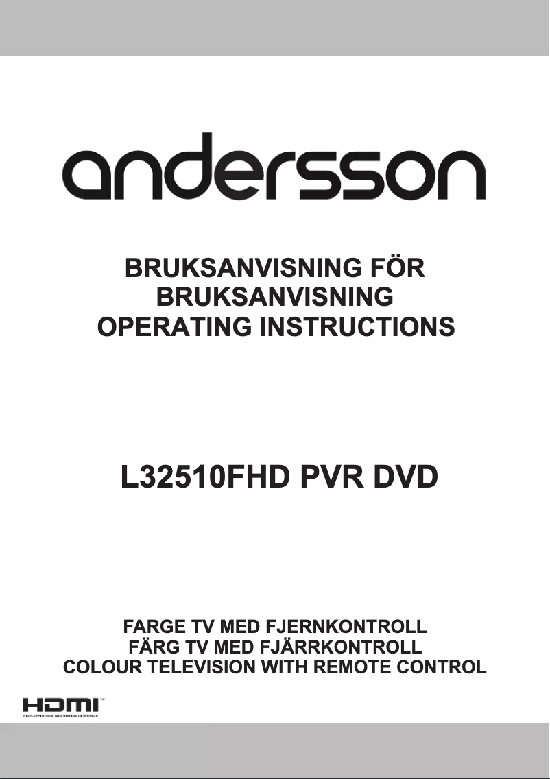 Page n°1 - Manuel utilisateur Andersson L32510FHD PVR DVD