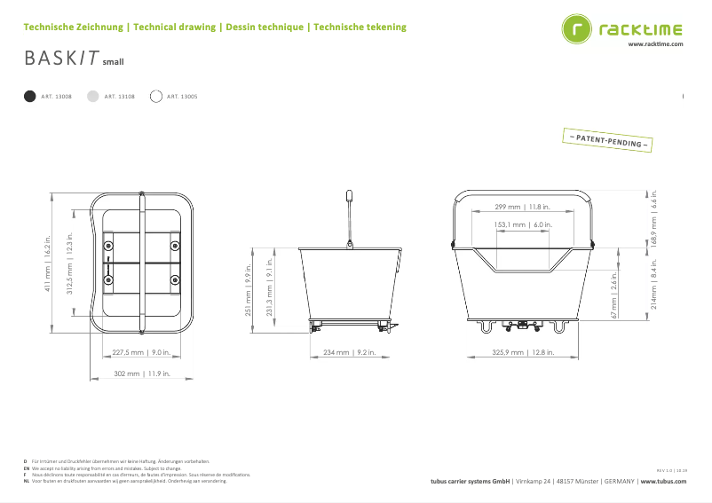 Page 1 de la notice Manuel utilisateur Racktime 13005