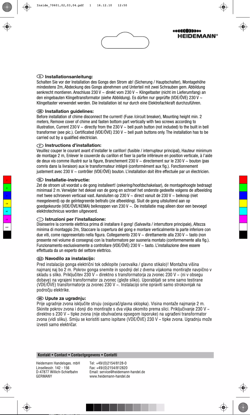 Page 1 de la notice Manuel utilisateur Heidemann Pallas