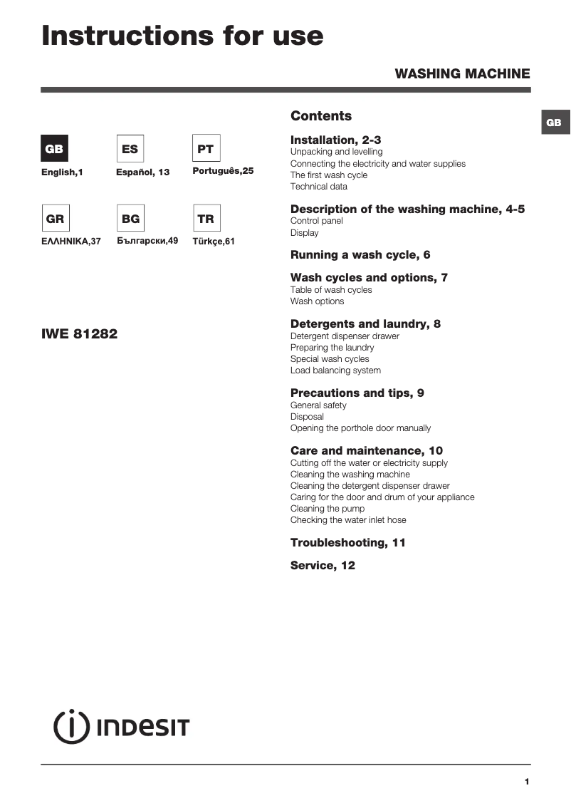 Image de la première page du manuel de l'appareil IWE 81282 B ECO (EU)