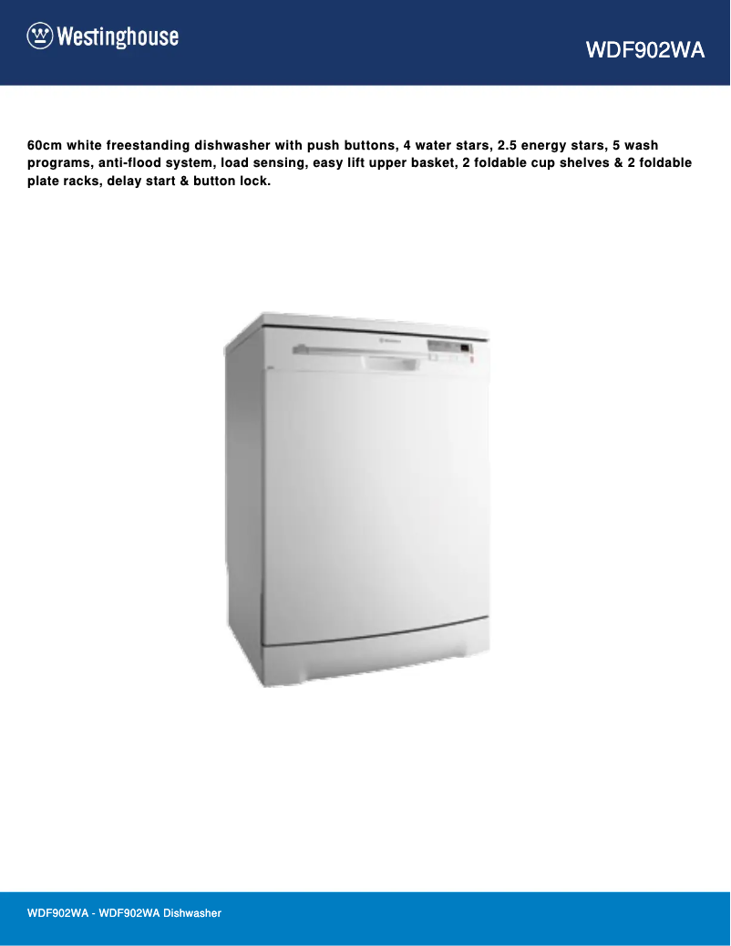 Image de la première page du manuel de l'appareil WDF902WA